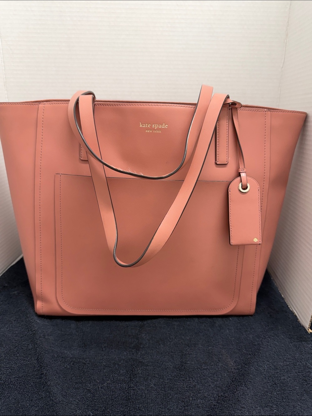 kate spade Coral Pink Leather Tote with Front Pocket